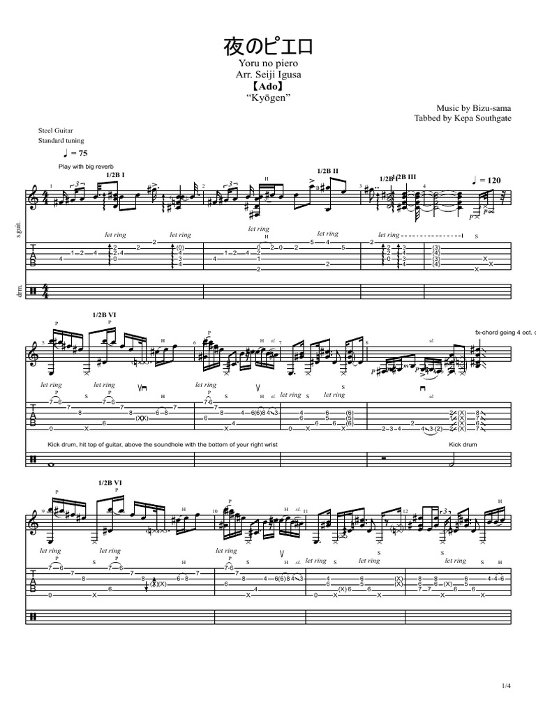 Yoru No Piero (Version 1) Seiji Igusa | PDF | Chordophones | Music  Production