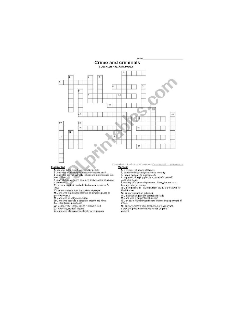 Crime Crossword PDF