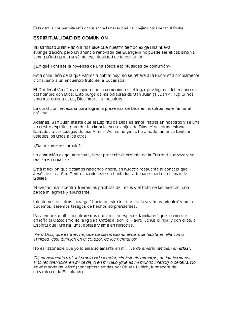 Comunión y amor al prójimo | PDF | eucaristía | Amor