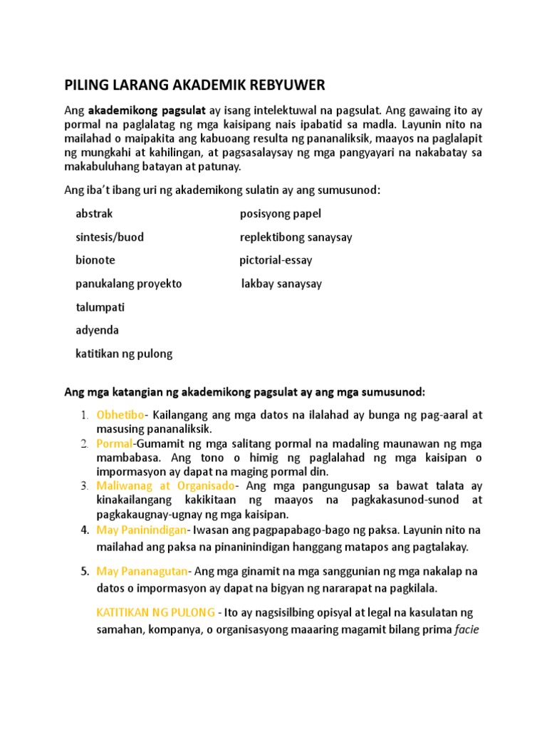 Piling Larang Akademik Rebyuwer | PDF