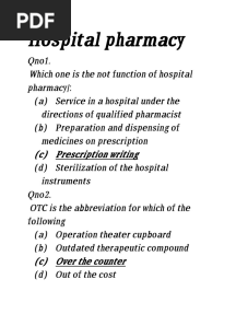 Hospital Pharmacy Mcqs