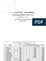 Koperasi Kredit Pintu Air: Register Setoran TAHUN 2021