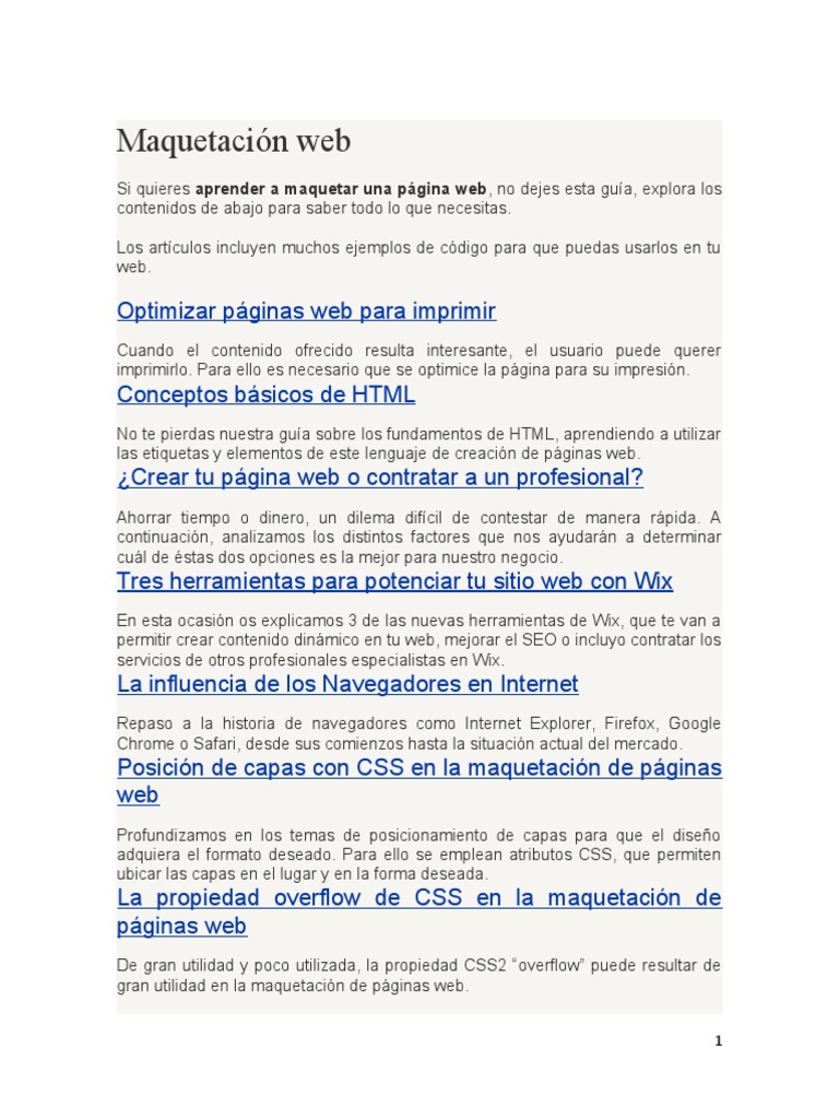 Maquetación Web | PDF | HTML | Página web