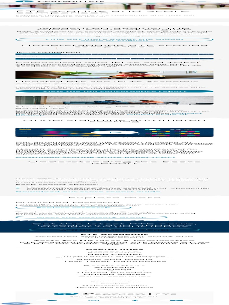 Scoring and Score Comparison Pearson PTE PDF International English