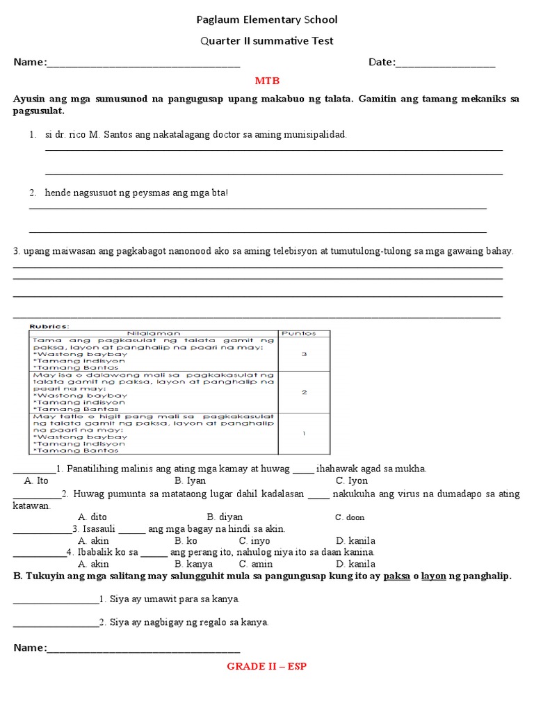 Q2 Summative Test 1 | PDF