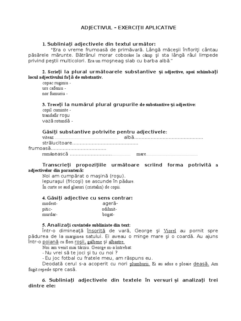 Adjectivul Pdf