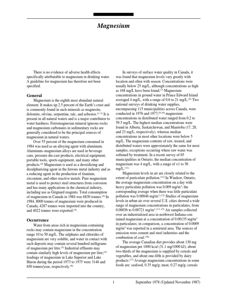 HC MagnesiuminDirnkingWater 2019 PDF Magnesium Water
