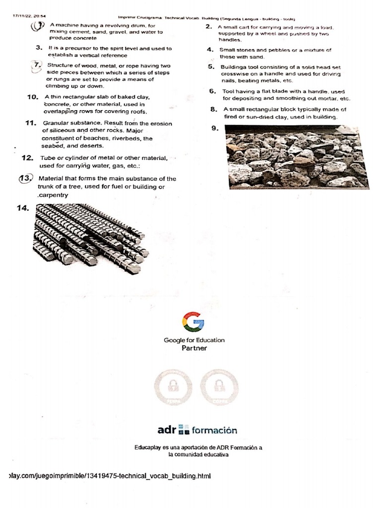 Crossword Technical Vocab PDF