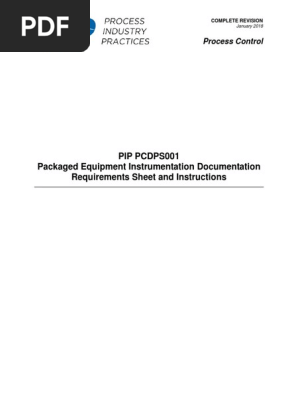 PIP PCDPS001-2018 Packaged Equipment Instrumentation Documentation Requirements Sheet and Instructions