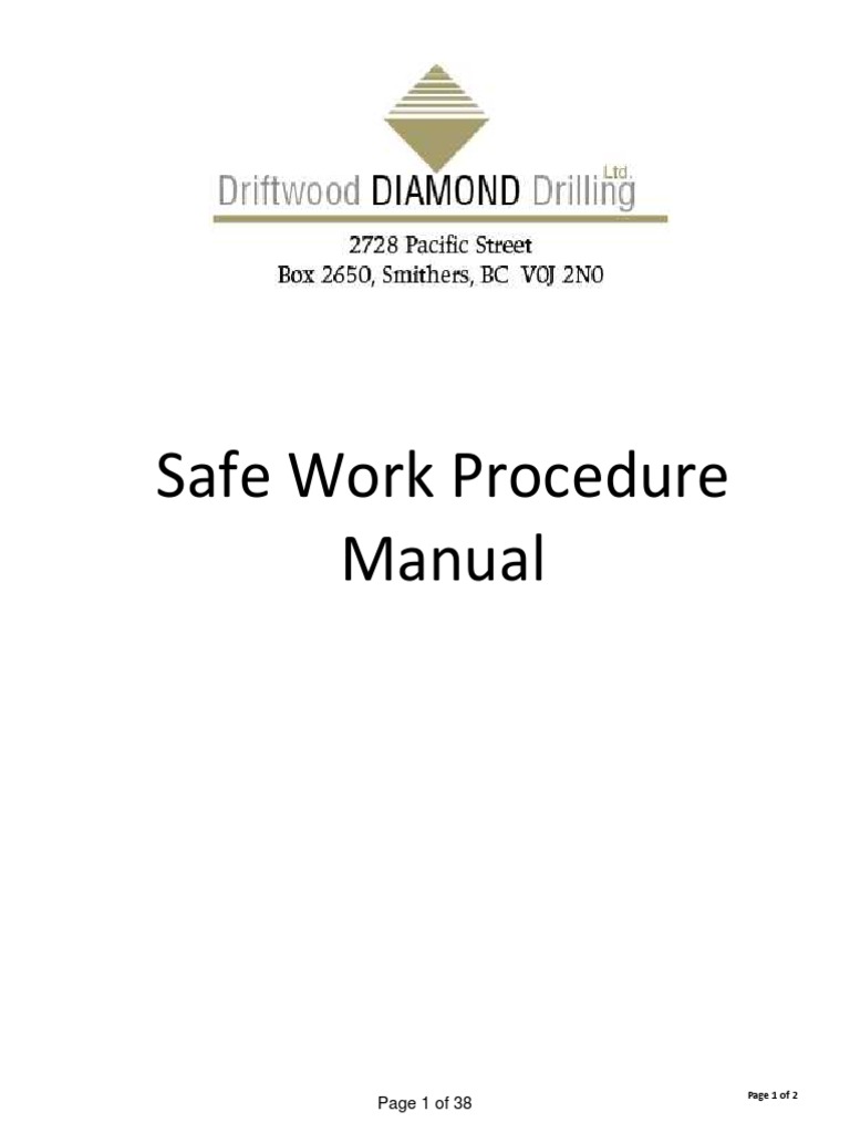 Safe Work Procedures for Drill Rods | PDF | Personal Protective ...