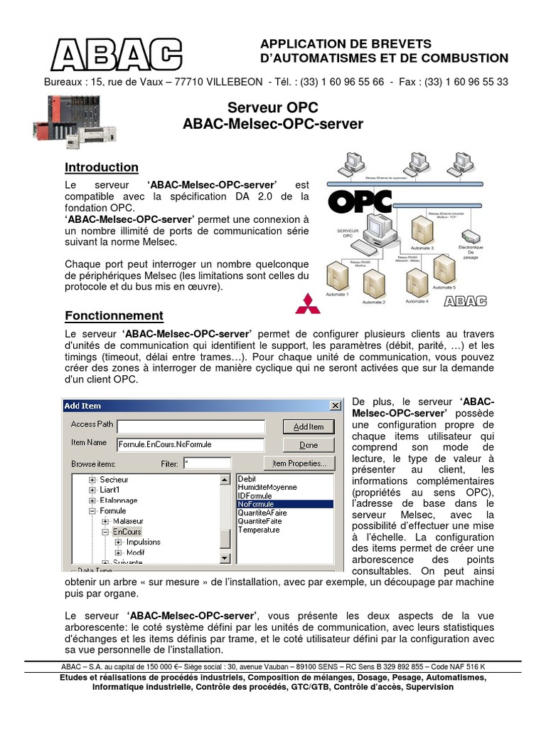 ABAC Melsec OPC Server | PDF | Serveur (Informatique) | la communication