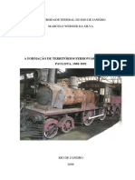 SILVA, Marcelo Werner Da. A Formação de Territórios Ferroviários No Oeste Paulista, 1868-1892