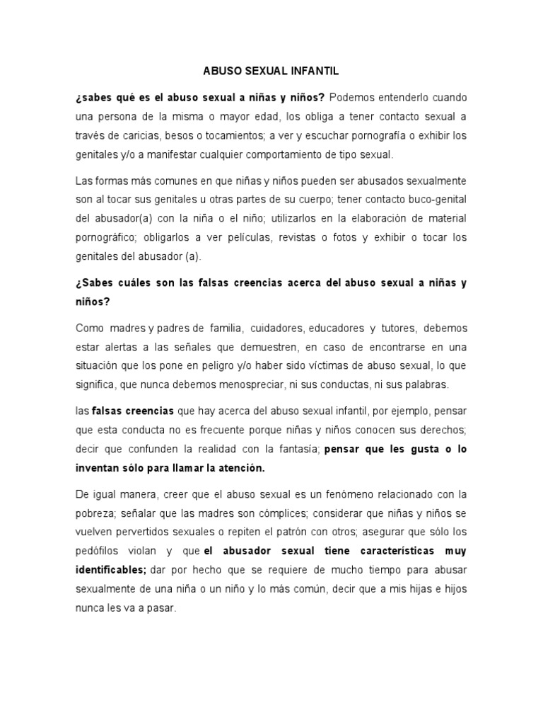 Abuso Sexual Infantil | PDF | Abuso sexual | La violencia contra las ...