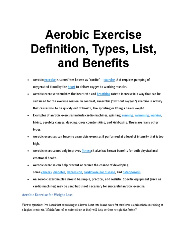 Aerobic Exercise Definition | PDF | Aerobic Exercise | Insulin Resistance