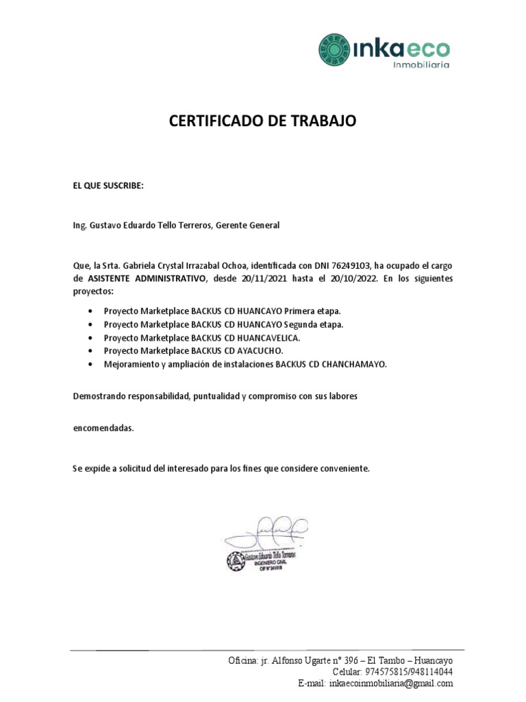 Certificado Gaby | PDF