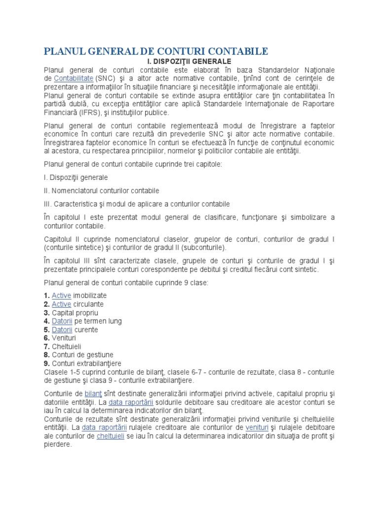 Planul de Conturi Contabile | PDF