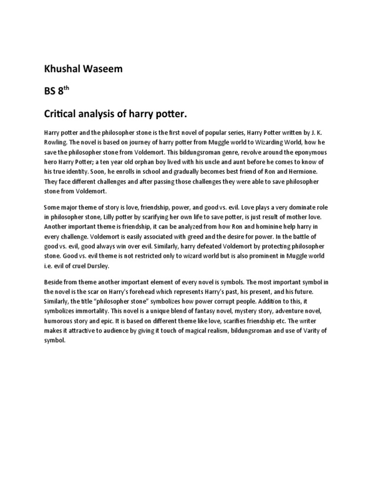 Critical Analysis of Harry Potter 1 | PDF