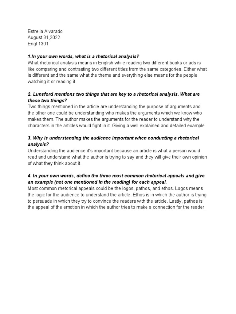 Engl 1301 - Rhetorical Analysis | PDF