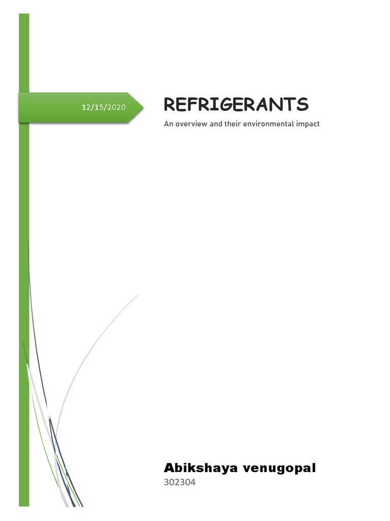 REFRIGERANTS PDF Chlorofluorocarbon Refrigerator