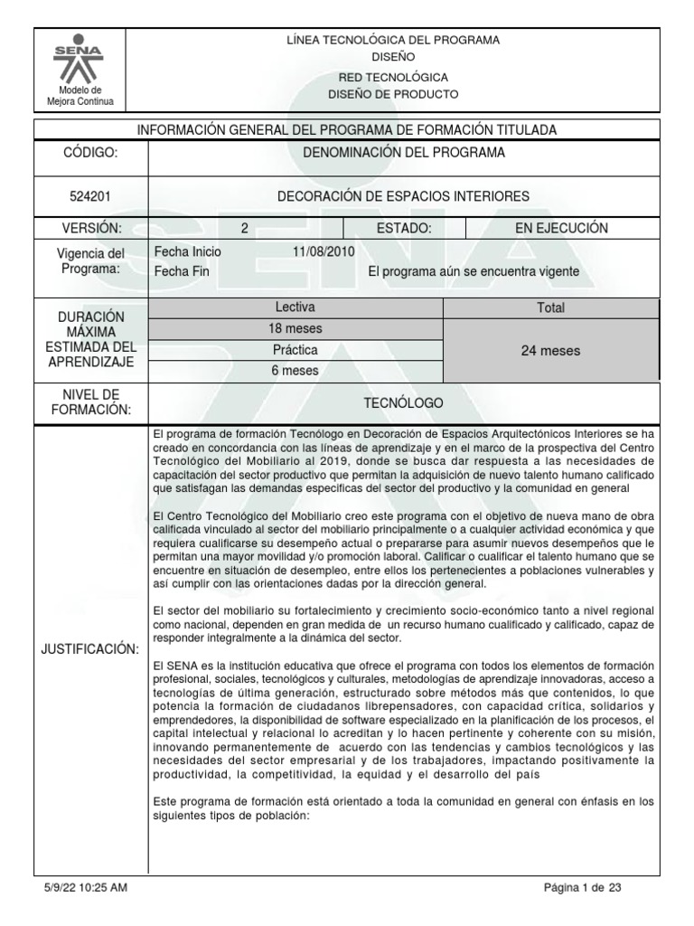 Programa de Formación DECORACIÓN DE ESPACIOS INTERIORES | PDF ...