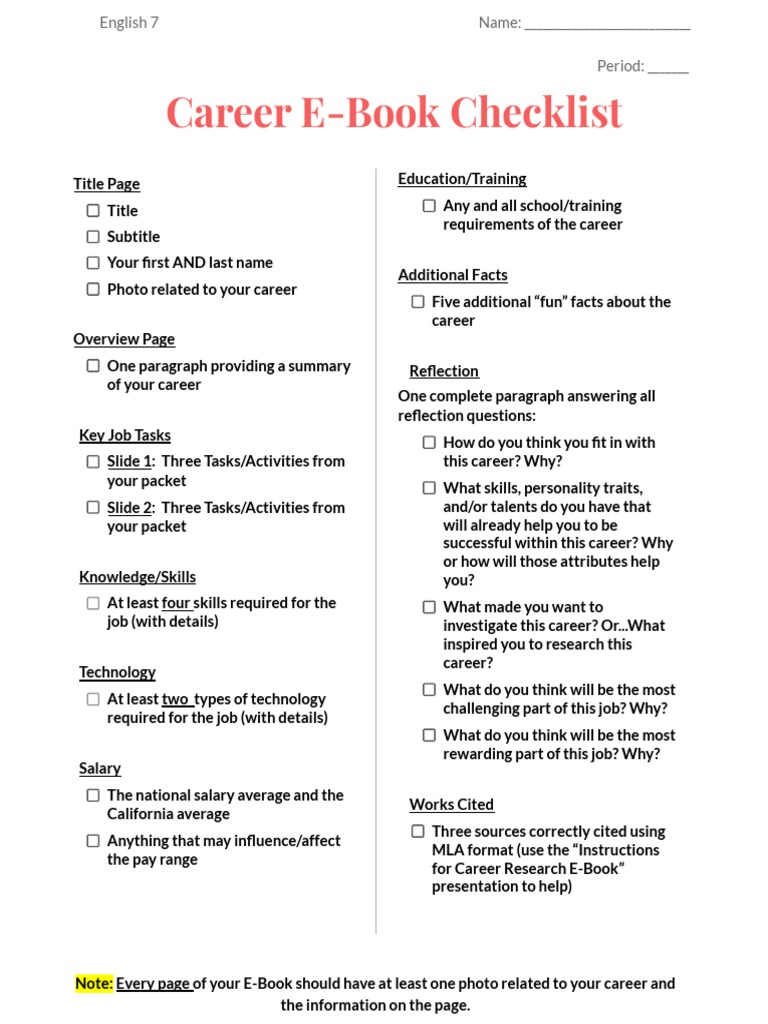 Career Ebook Checklist | PDF | Learning | Behavioural Sciences