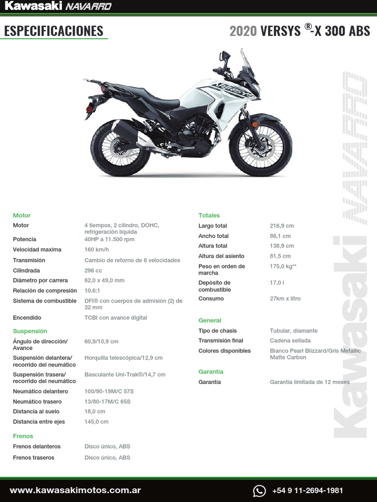 Ficha kawasaki versys 300 x abs city version 2020 navarro pdf
