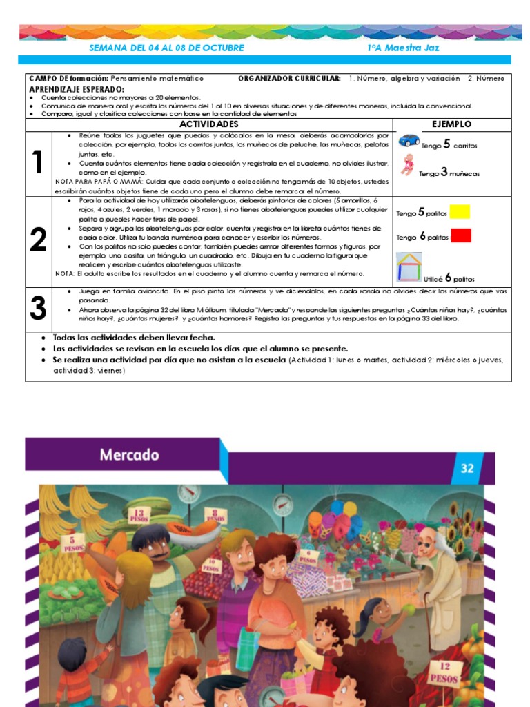 SEMANA DEL 04 AL 08 DE OCTUBRE 1ºA Maestra Jaz | PDF