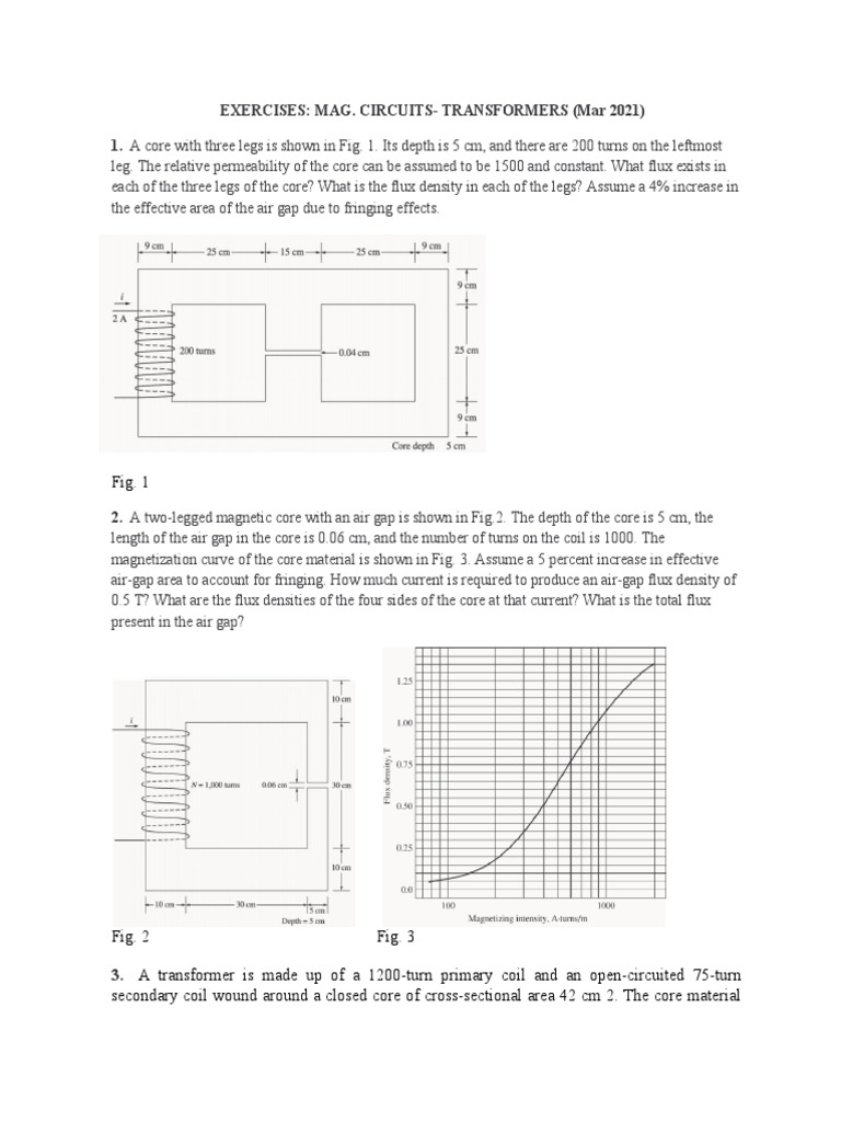 Exercises - Mag Circuits+ XFMRs | PDF | Transformer | Inductor