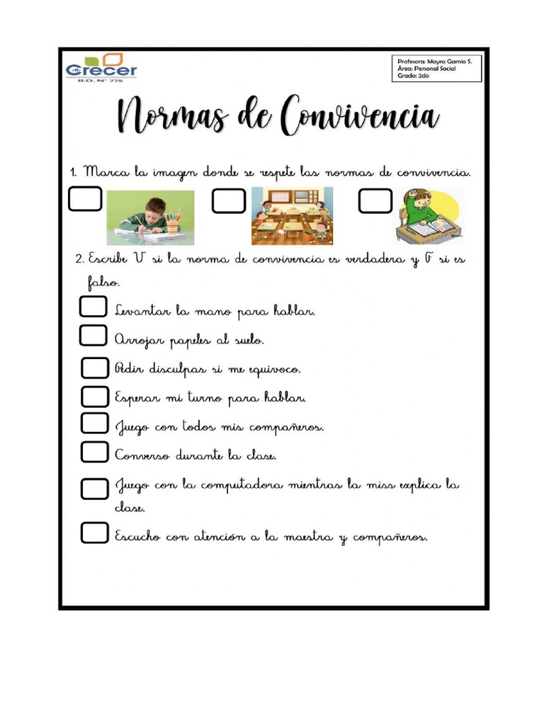 Actividad Normas de Convivencia | PDF