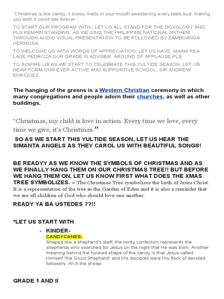 Hanging of The Greens Script PDF Biblical Magi Christmas