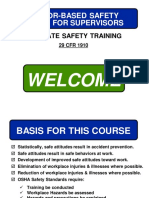 Behavior-Based Safety Training For Supervisors: Welcome