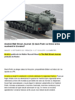 Analiză Wall Street Journal - Și Dacă Putin Va Folosi Arma Nucleară În Ucraina