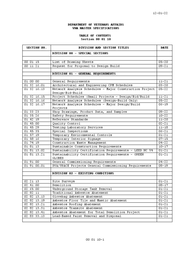 Specifications Division 13