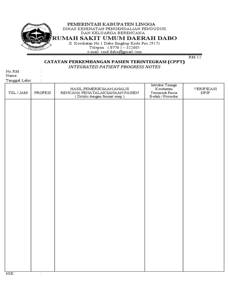 Catatan Perkembangan Pasien CPPT | PDF