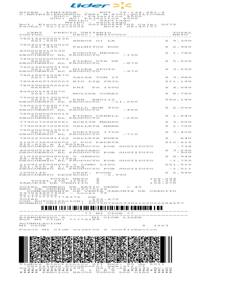 Recibo de Compra en Hipermercado | PDF