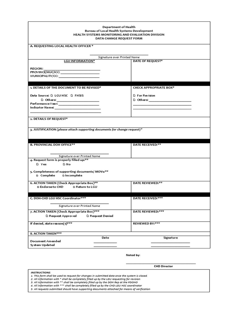 form 4 - doh change request form and process | pdf | government