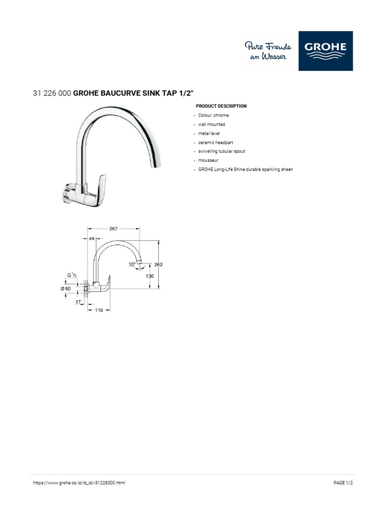 GROHE Baucube Sink Tap Overview | PDF