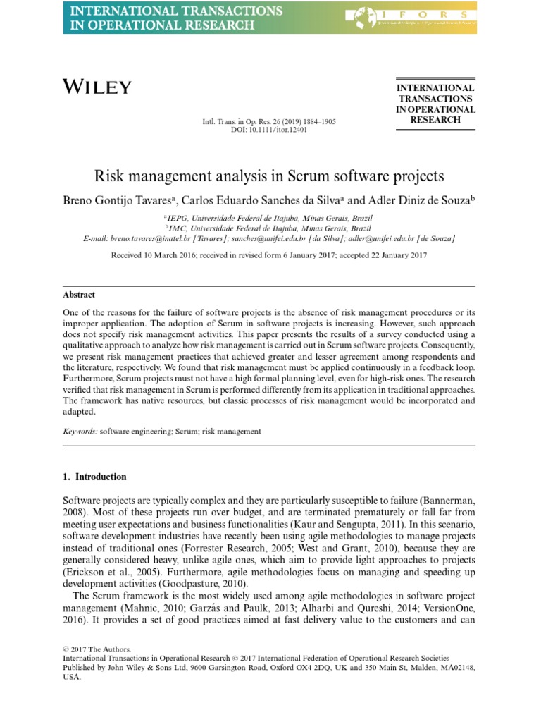 Risk Management Analysis in Scrum Software Projects | PDF | Scrum ...