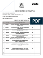 Listado de Opciones Educativas