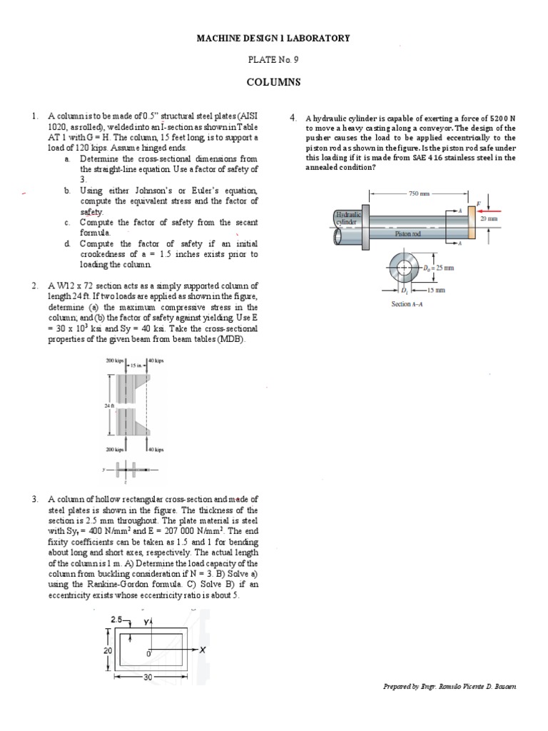 MD1 Plate 9 Columns Nov2022 PDF Column Mechanical Engineering