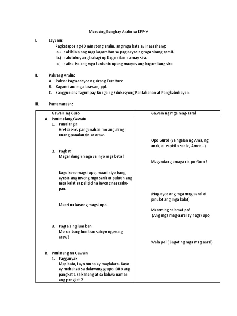 Masusing Banghay Aralin Sa EPP | PDF