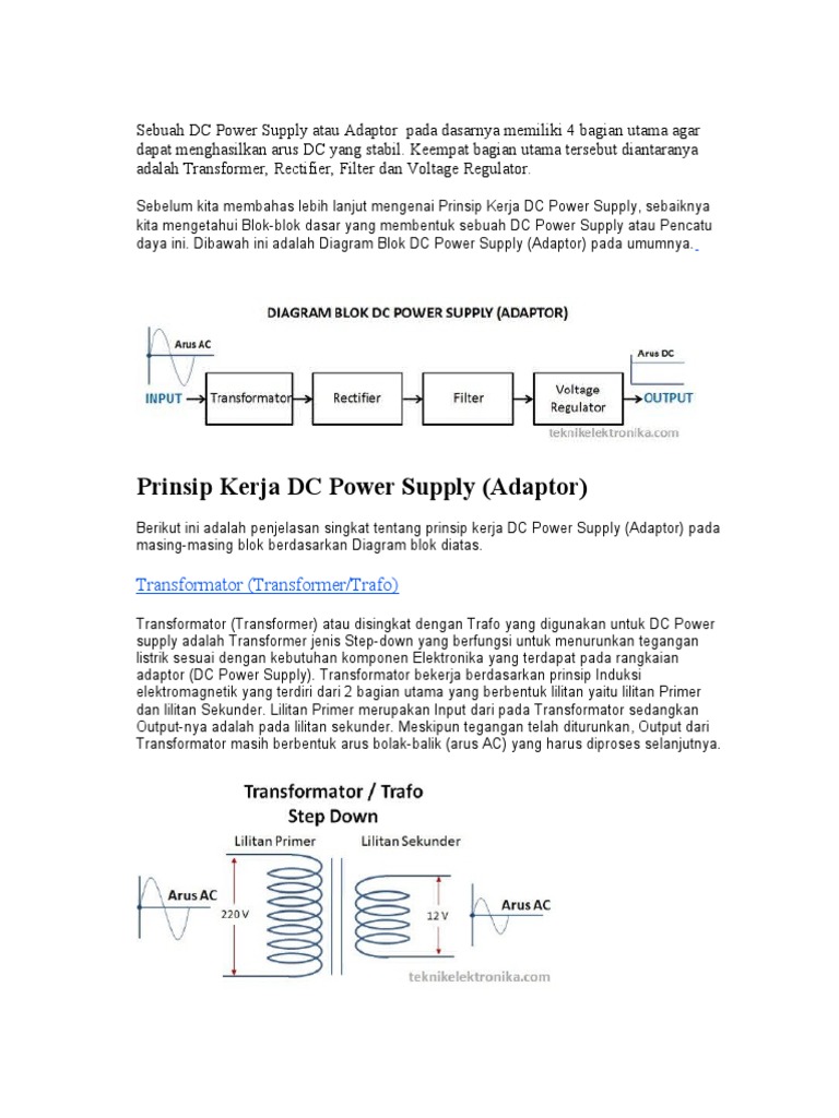 Rangkaian Sebuah DC Power Supply Atau Adaptor PDF