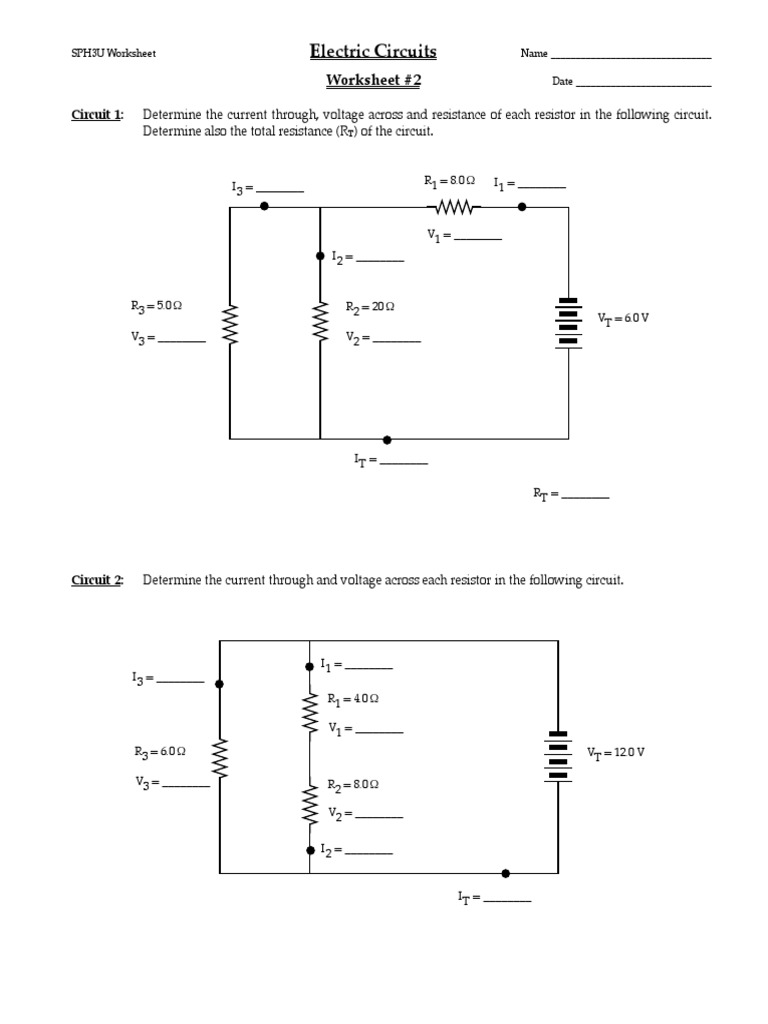 Electric Circuits Practice Worksheet | PDF | Electrical Engineering ...