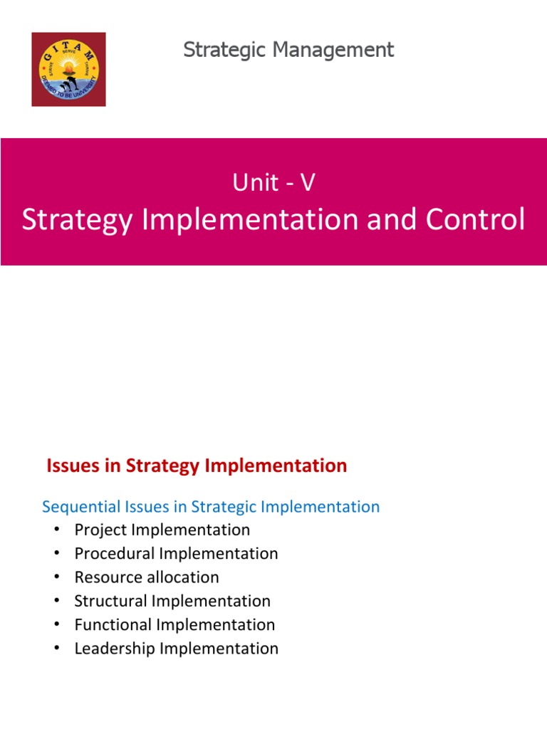 Strategy Implementation and Control Guide | PDF | Strategic Leadership ...