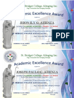 Official Academic Excellence Award Certificate