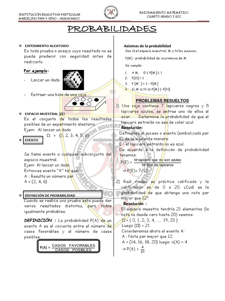 Probabilidades para Cuarto Grado 2022 | PDF | Probabilidad | Números