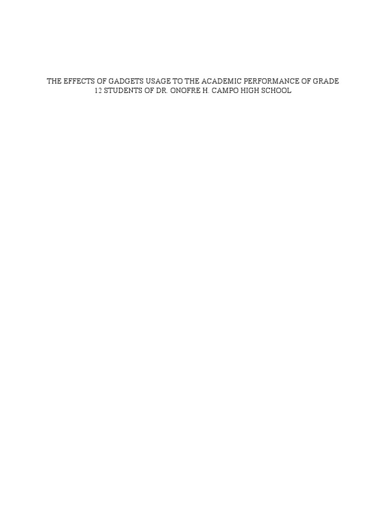 Impact of Gadget Usage on Students' Grades | PDF | Mobile Technology ...