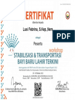 Lusi Febrina, S.Kep.,Ners Sertifikat workshop STABILISASI & TRANSPORTASI  BAYI BARU LAHIR TERKINI- IPANI DKI JAKARTA