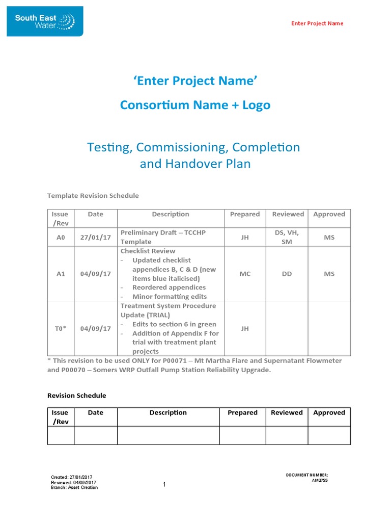 AM2755 - Testing, Commissioning and Handover Template Rev T0 | PDF ...