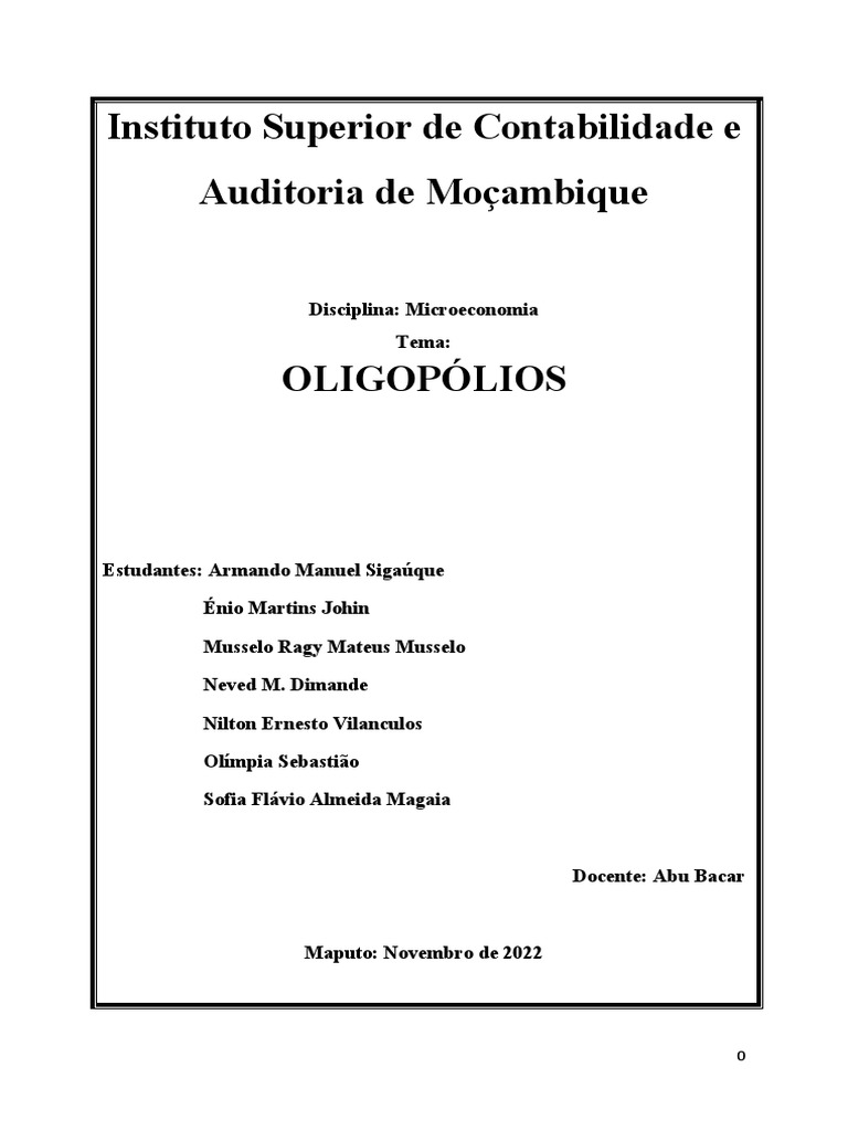 Tipos e Características de Oligopólios | PDF | Oligopólio | Business